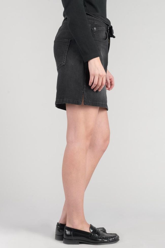 Jupe courte Callas en jeans noir délavé