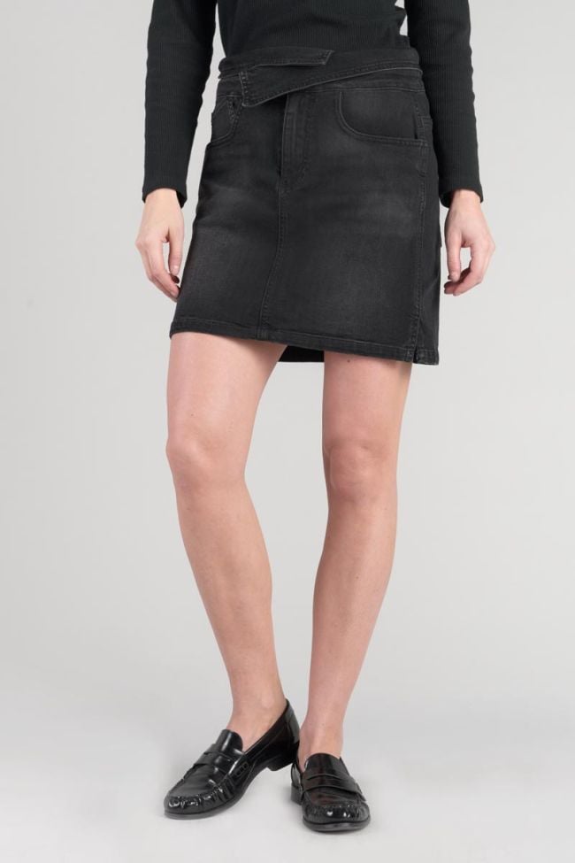Jupe courte Callas en jeans noir délavé