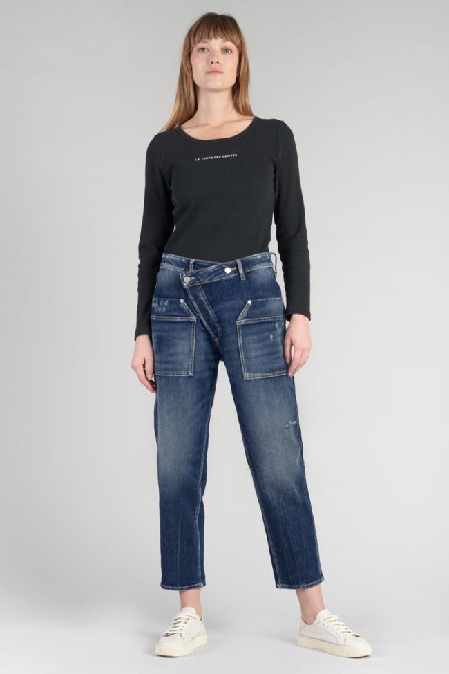 Jeans boyfit Cosy Pocket 7/8ème destroy bleu N°2