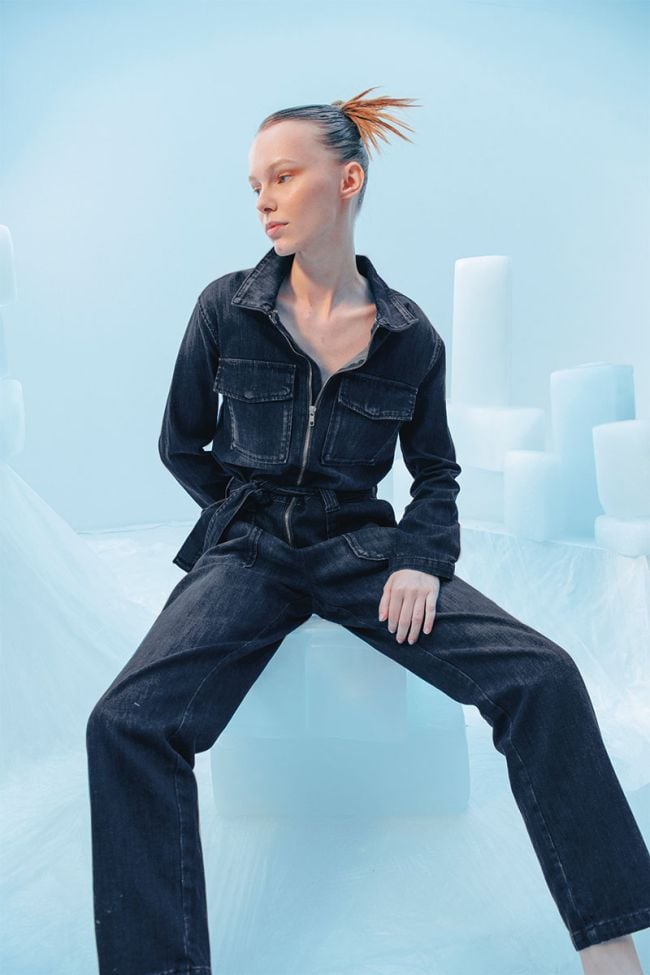 Combinaison pantalon Louisa en jeans bleu délavé 