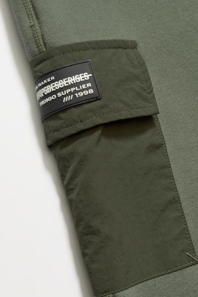 Jogging bi-matière Outobo kaki