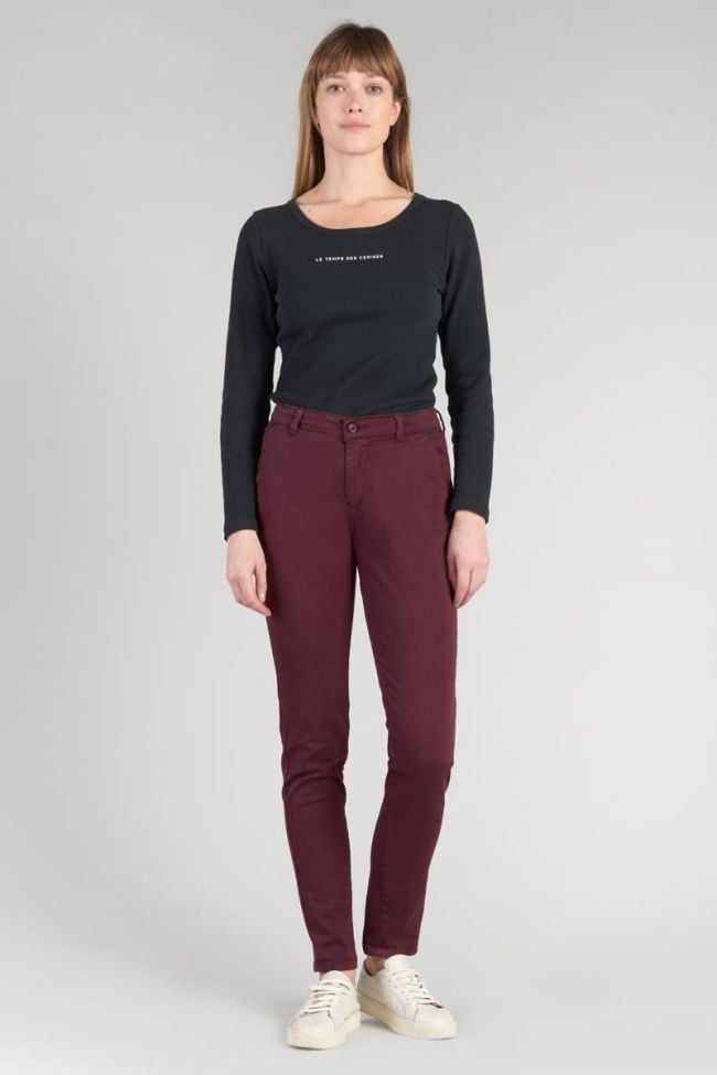 Pantalon chino Dyli4 lie de vin