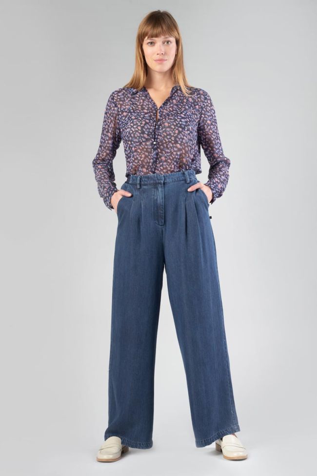 Pantalon fluide Jane en tencel bleu denim