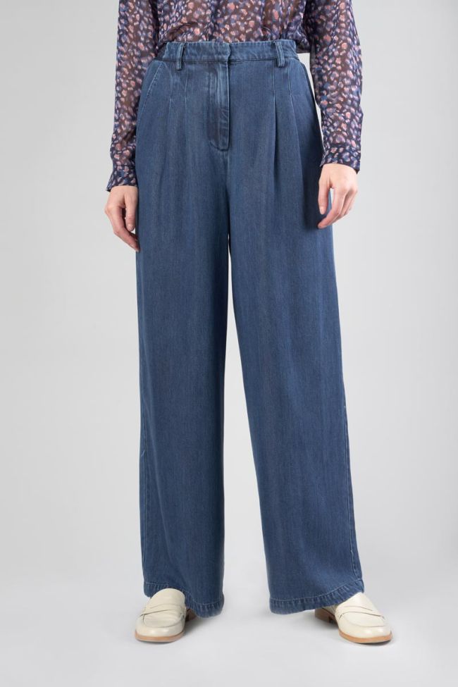 Pantalon fluide Jane en tencel bleu denim