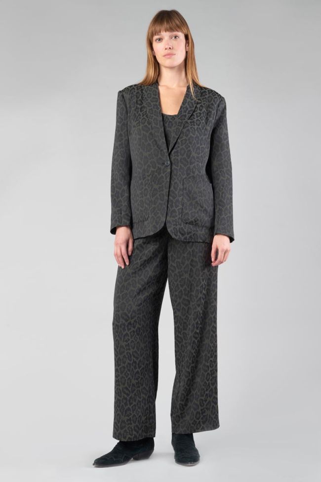 Pantalon fluide Kloe en jacquard léopard