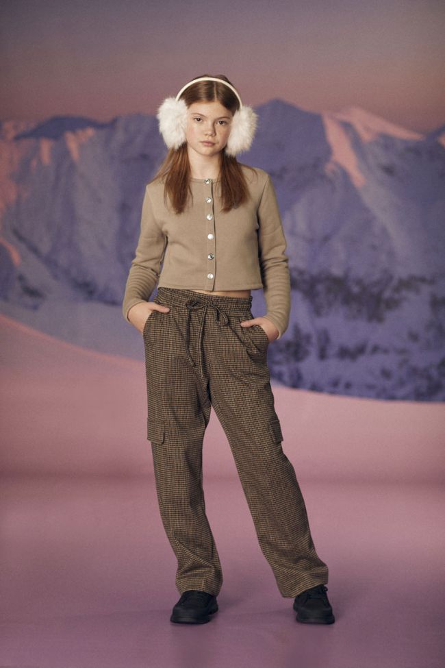 Pantalon cargo Ruzenagi à motif pied de poule