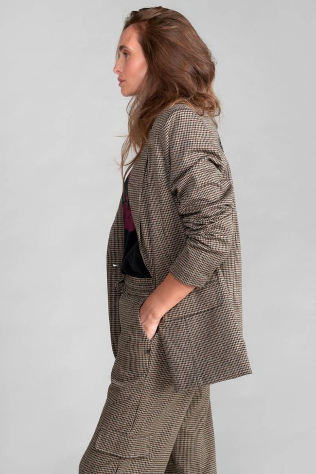 Veste blazer Zoyagi à motif pied de poule