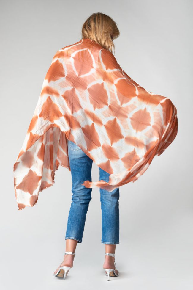 Foulard Arum orange à motif tie and dye