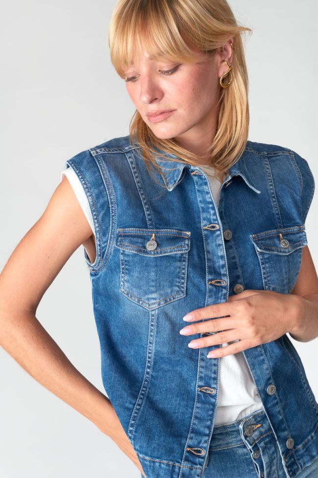 Veste sans manches Athena en jeans bleu