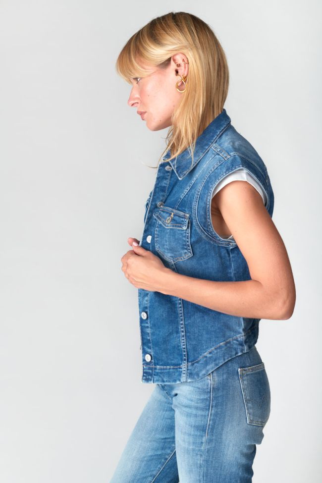 Veste sans manches Athena en jeans bleu