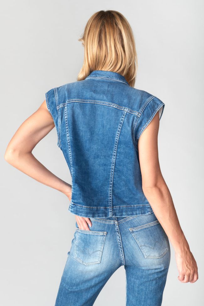 Veste sans manches Athena en jeans bleu