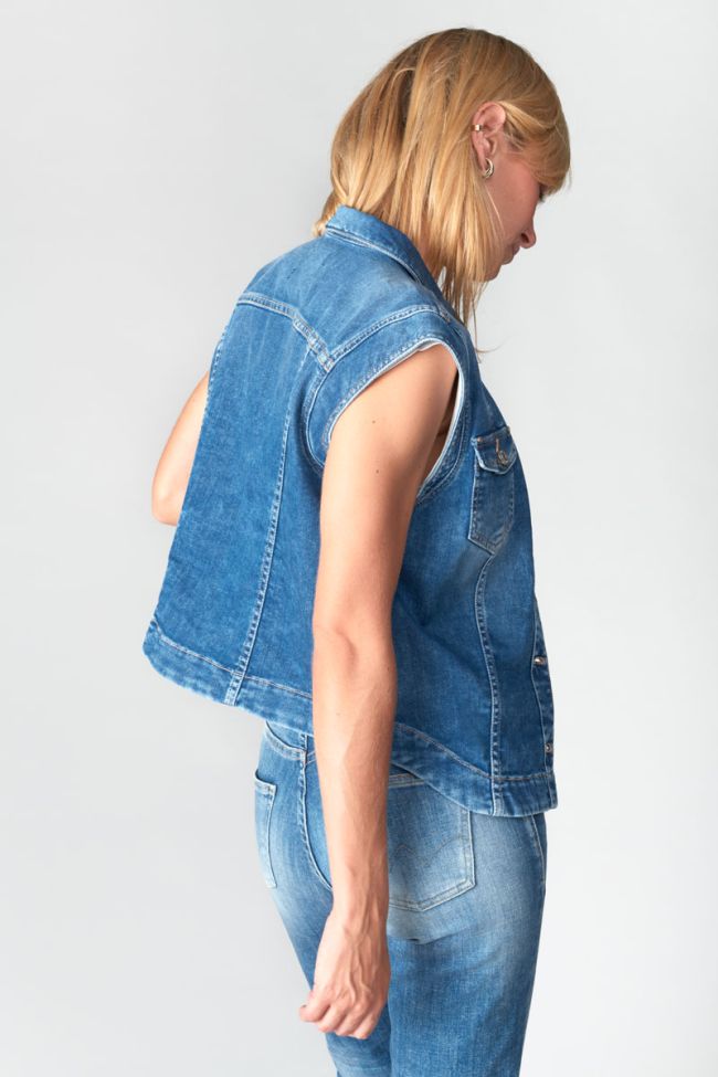 Veste sans manches Athena en jeans bleu