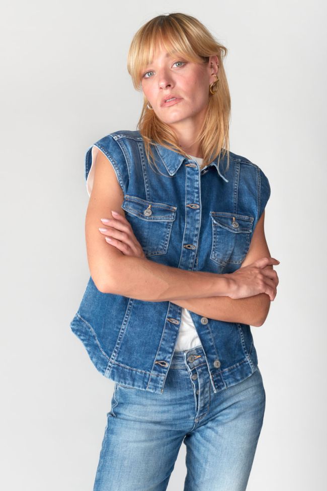 Veste sans manches Athena en jeans bleu
