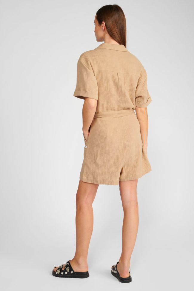 Combi-short Ayote en gaze de coton beige sable