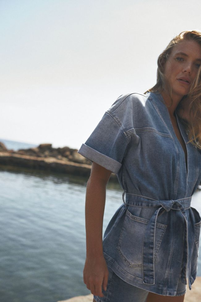 Veste kimono Beocca en jeans bleu