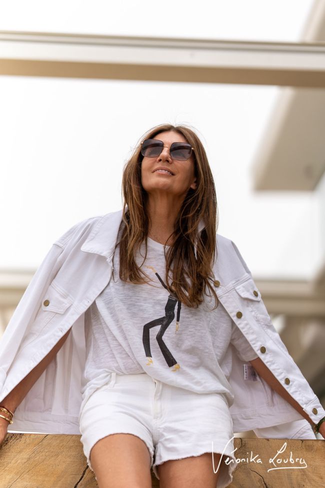 Veste en jeans Fanny blanche by Véronika Loubry