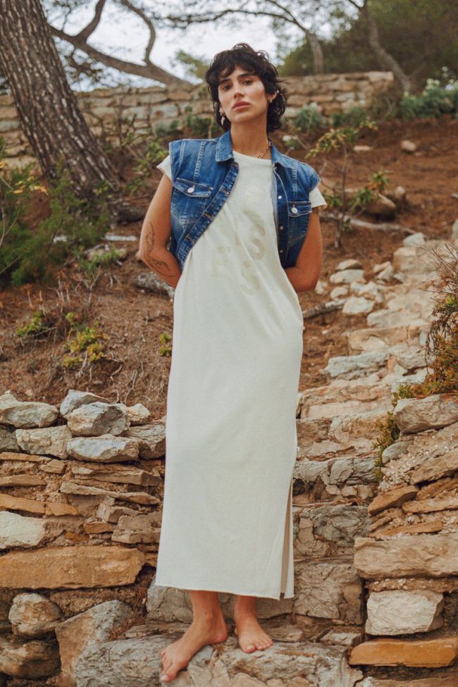 Robe t-shirt longue Ixora crème