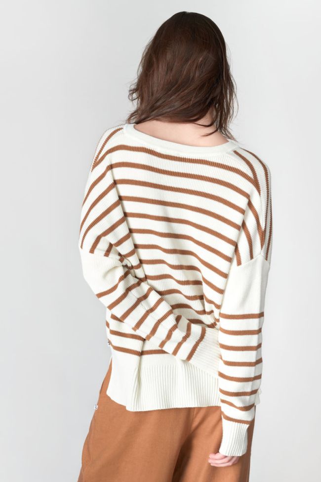 Pull Lobelie à rayures marron