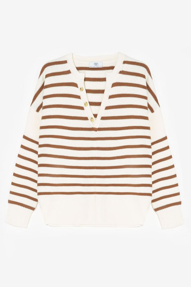 Pull Lobelie à rayures marron