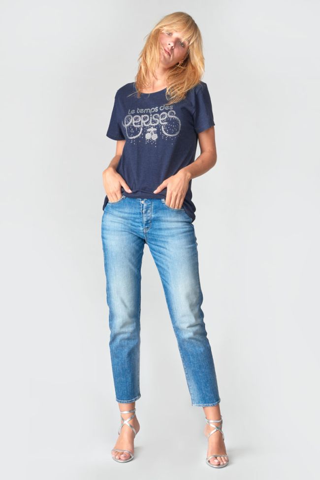 T-shirt Marty bleu nuit imprimé