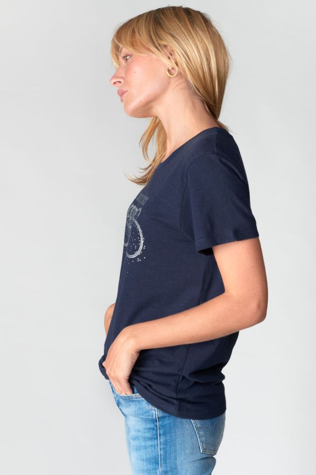 T-shirt Marty bleu nuit imprimé