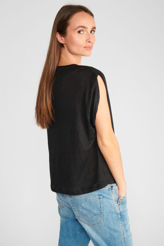T-shirt Muflier en lin noir