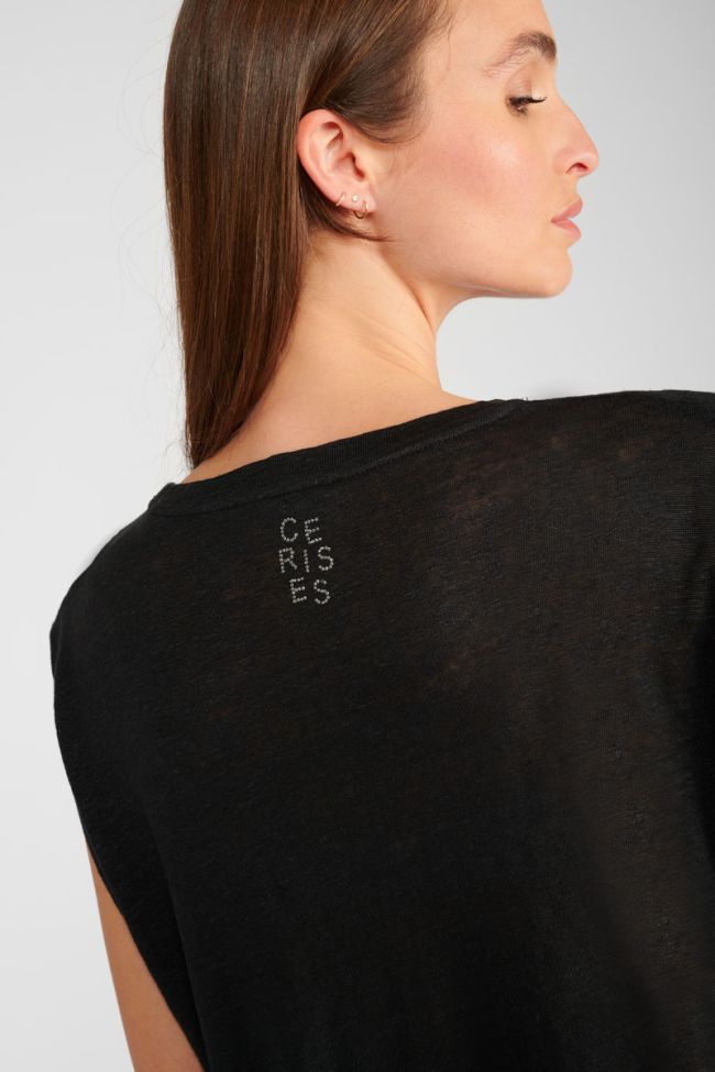 T-shirt Muflier en lin noir