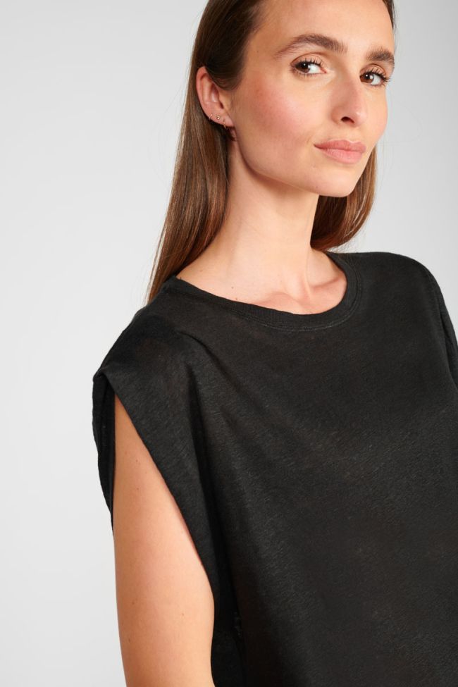 T-shirt Muflier en lin noir