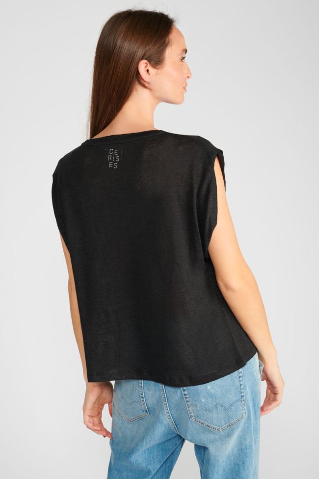 T-shirt Muflier en lin noir