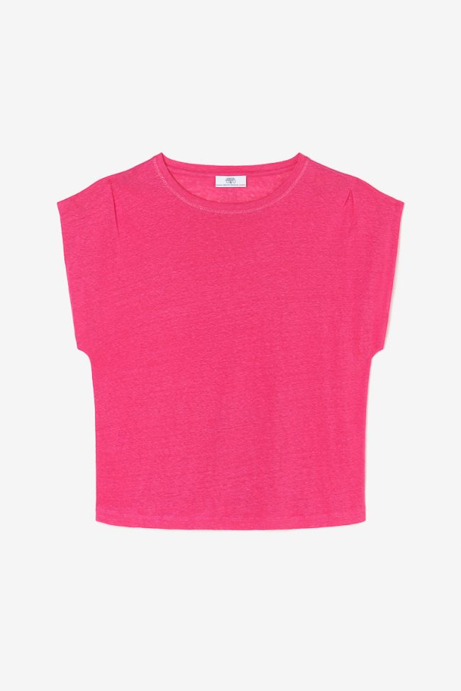 T-shirt Muflier en lin fuchsia