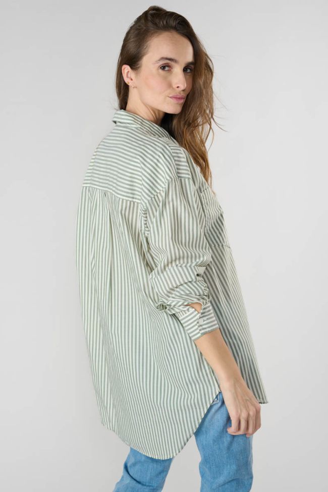 Chemise oversize Petunia à rayures vertes