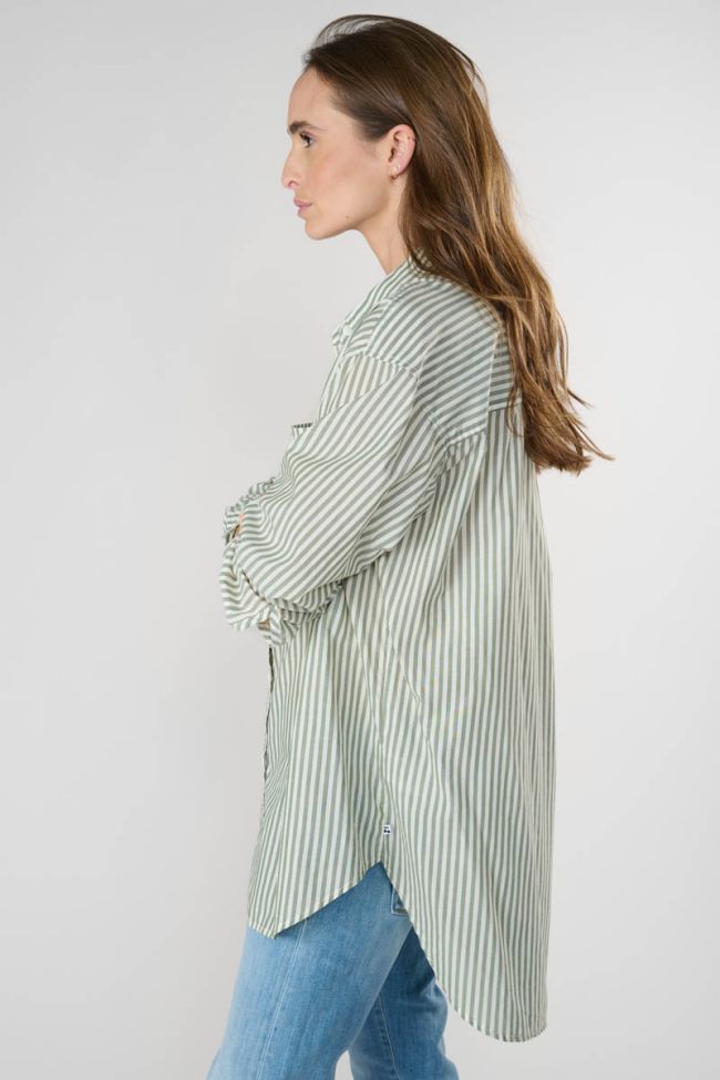 Chemise oversize Petunia à rayures vertes