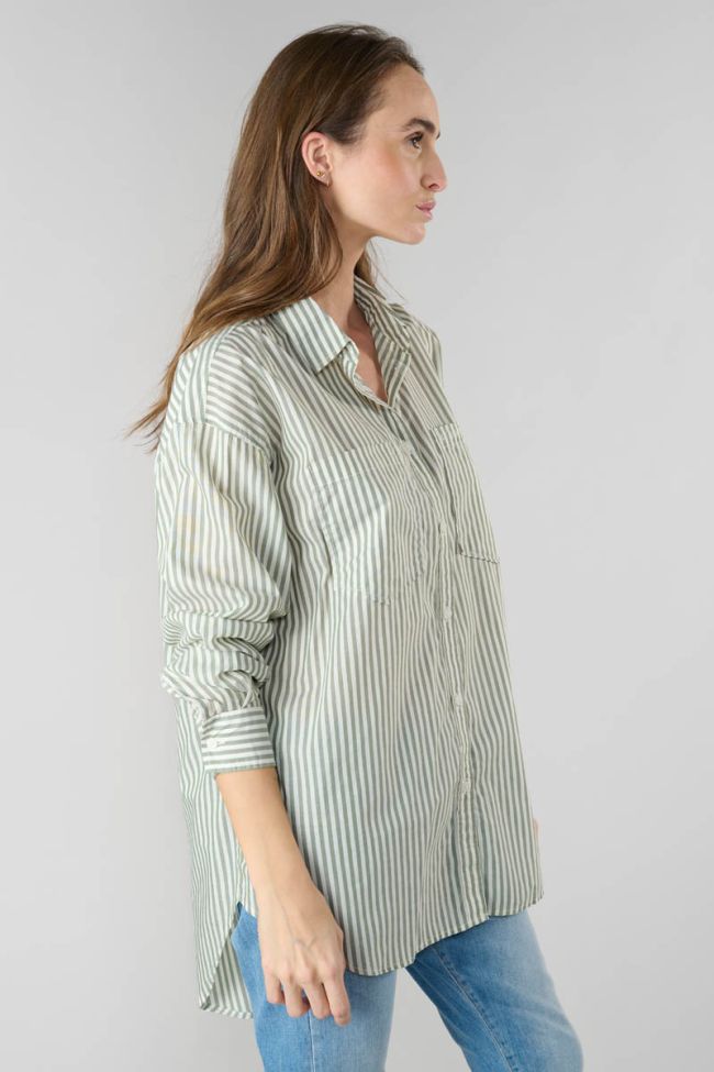 Chemise oversize Petunia à rayures vertes