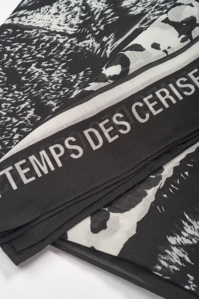 Foulard Pivoine noir à motif