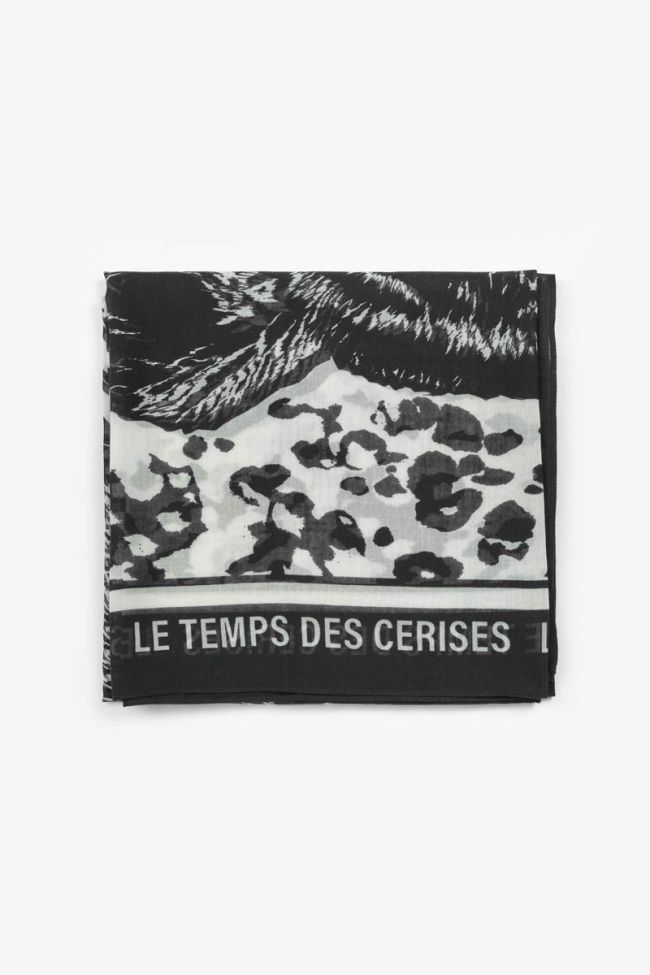 Foulard Pivoine noir à motif