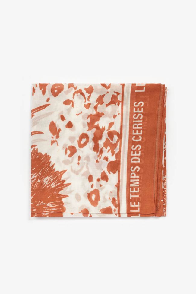 Foulard Pivoine orange à motif