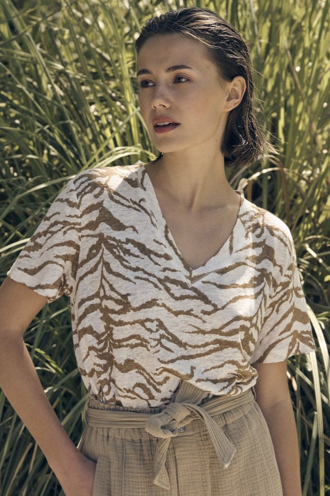 T-shirt Scabieu en lin à motif zébré