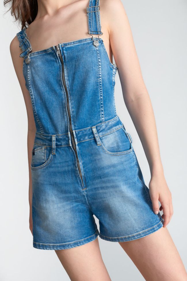 Salopette short Sofia en jeans bleu