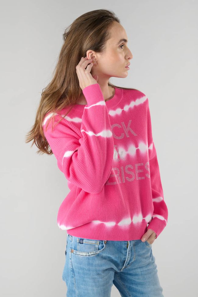 Pull Sureau fuchsia tie and dye