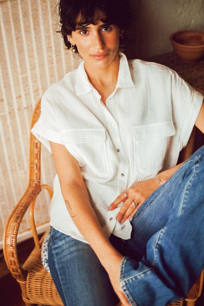 Chemise Weigela blanche en gaze de coton