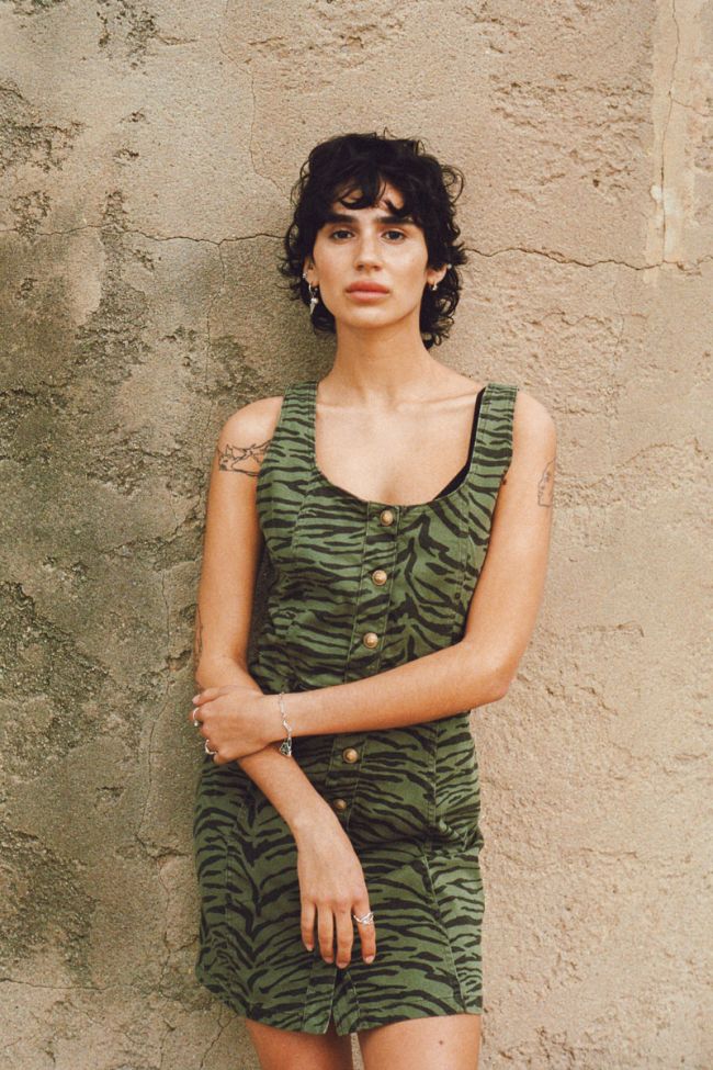 Robe Zerana en jeans kaki zébré