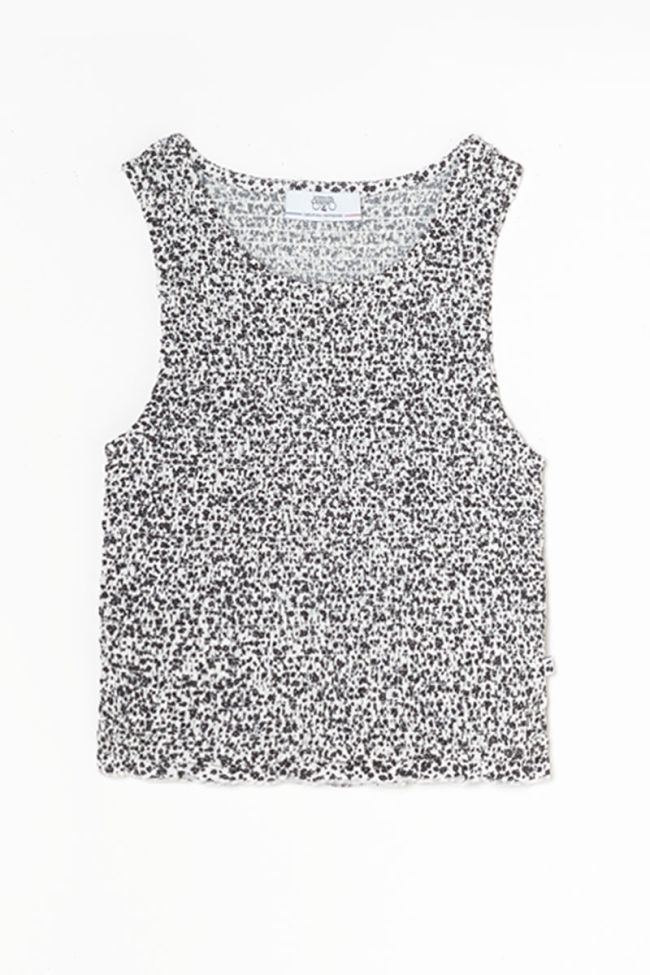 Top Elgagi à motif floral noir et blanc