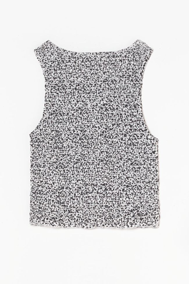 Top Elgagi à motif floral noir et blanc