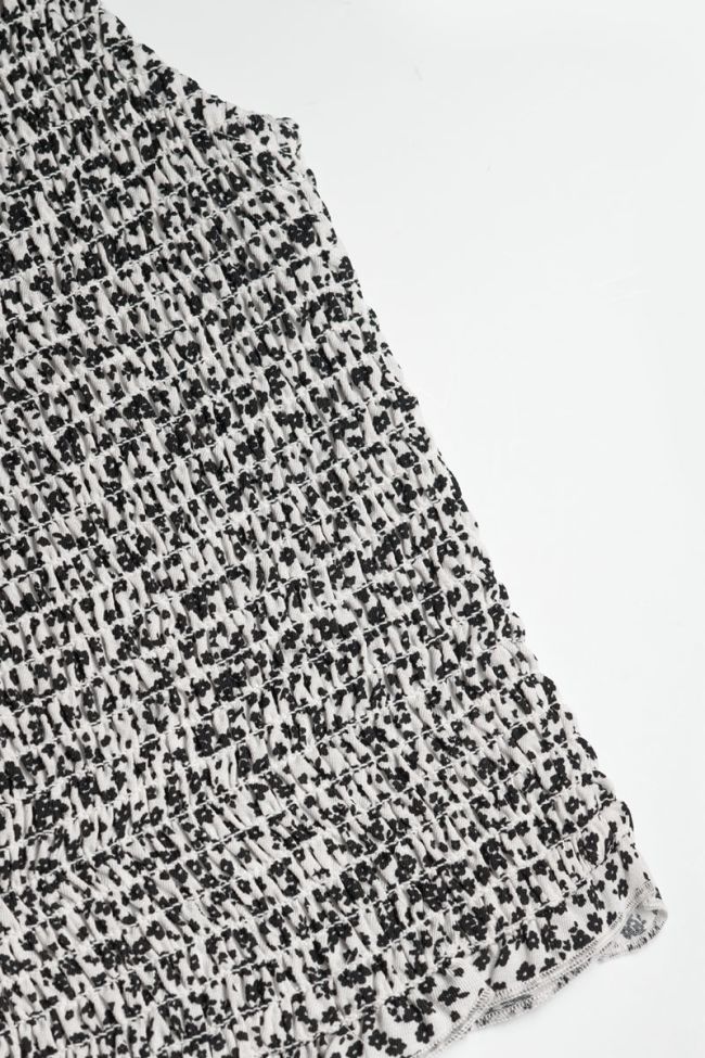 Top Elgagi à motif floral noir et blanc