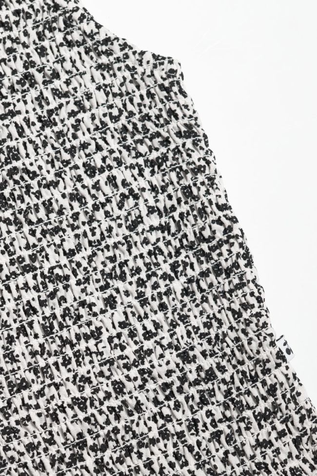 Top Elgagi à motif floral noir et blanc