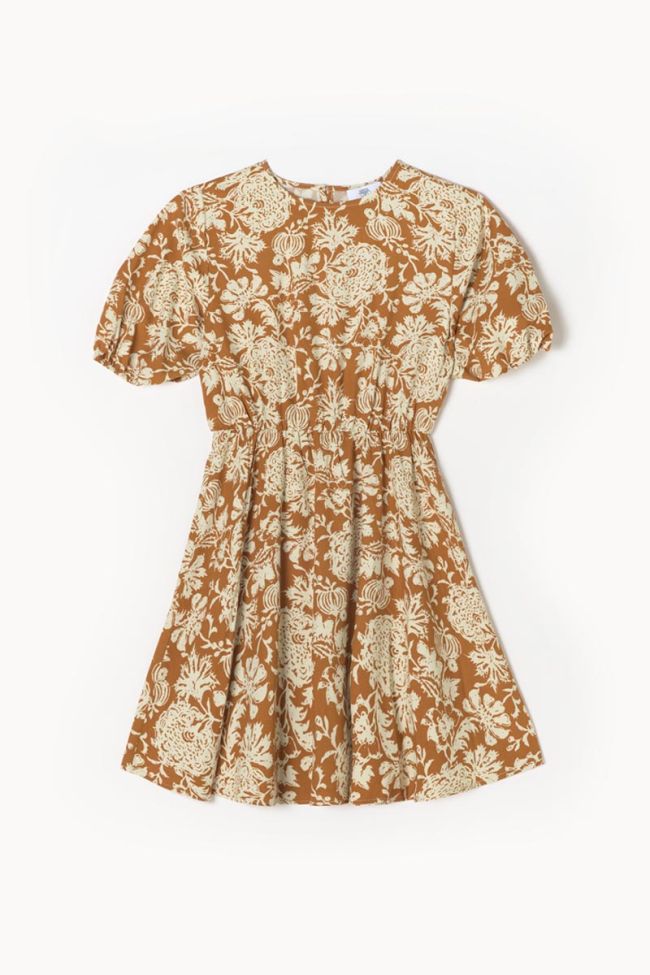 Robe Joubarbgi à motif fleuri ocre
