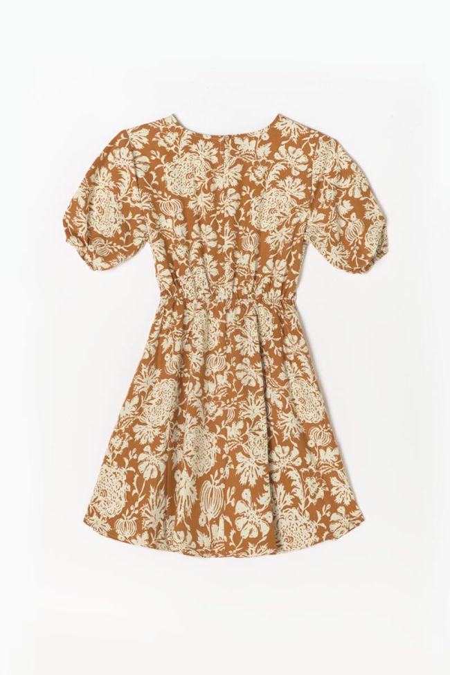 Robe Joubarbgi à motif fleuri ocre