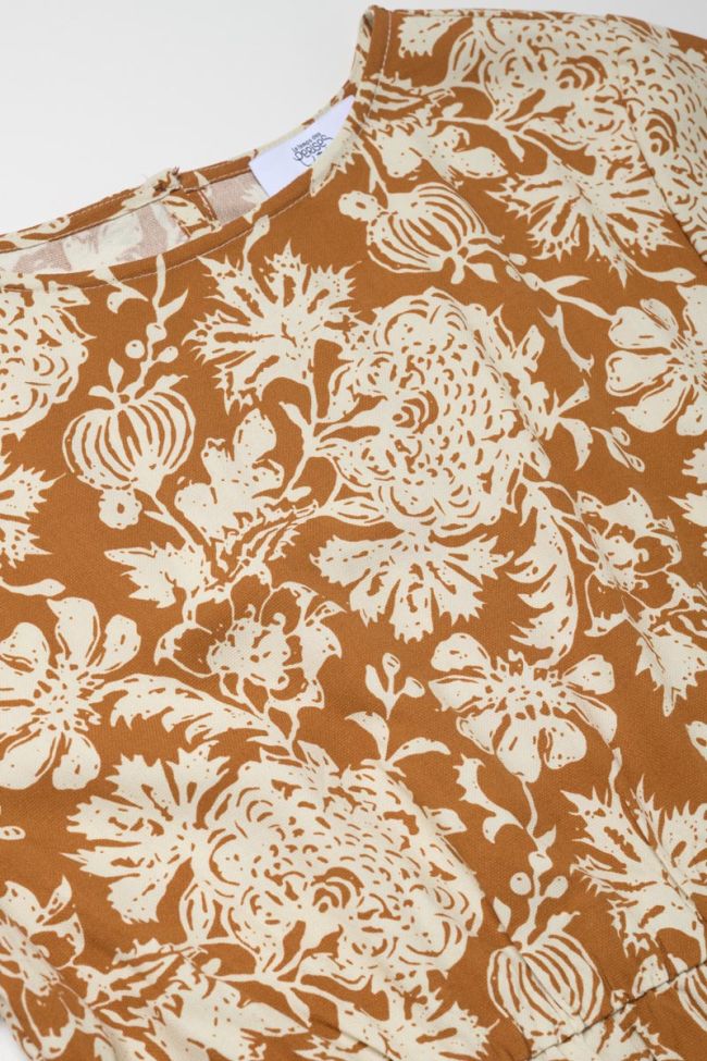 Robe Joubarbgi à motif fleuri ocre