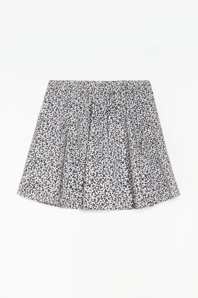 Jupe short Leoragi à motif floral noir et blanc