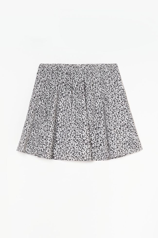 Jupe short Leoragi à motif floral noir et blanc